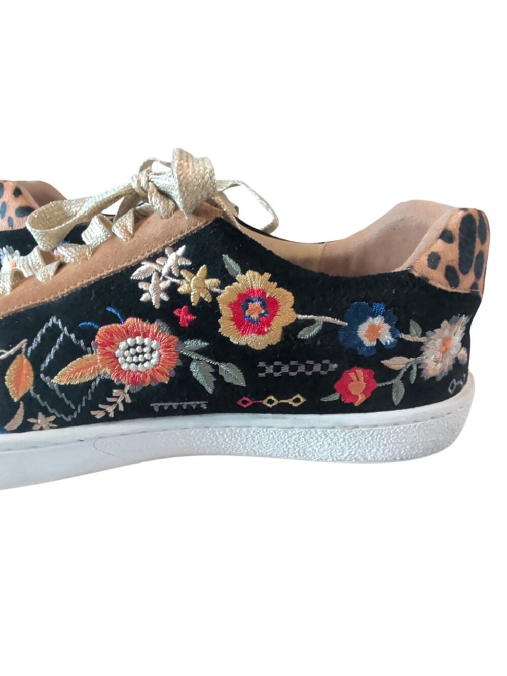 Johnny Was Olivia Leopard Suede & Genuine Calf Hair Sneakers, women's size 8. - Picture 8 of 16